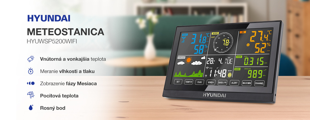 Meteorologická stanica Hyundai WSP 5200 WIFI čierna Meteorologická stanica Hyundai WSP 5200 WIFI čierna