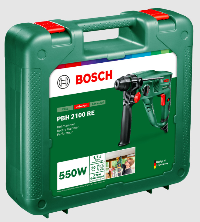 Vŕtacie kladivo Bosch PBH 2100 SRE Transportný kufor Bosch PBH 2100 SRE určený na uloženie vŕtacieho kladiva