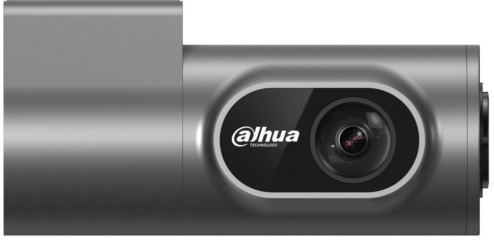 Detail autokamery Dahua DAE-HC1301W-M1pro z boku s objektívom, logom Dahua a valcovým telom zariadenia