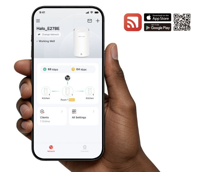 Správa Mesh Wi-Fi systému Mercusys Halo E27BE prostredníctvom mobilnej aplikácie