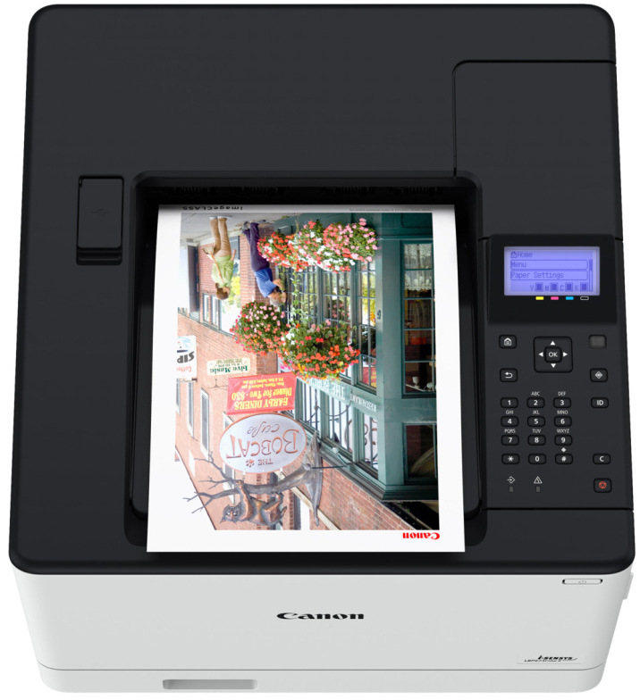 Tlačiareň laserová Canon i-SENSYS LBP673Cdw II biela Detail tlačiarne Canon z hornej strany