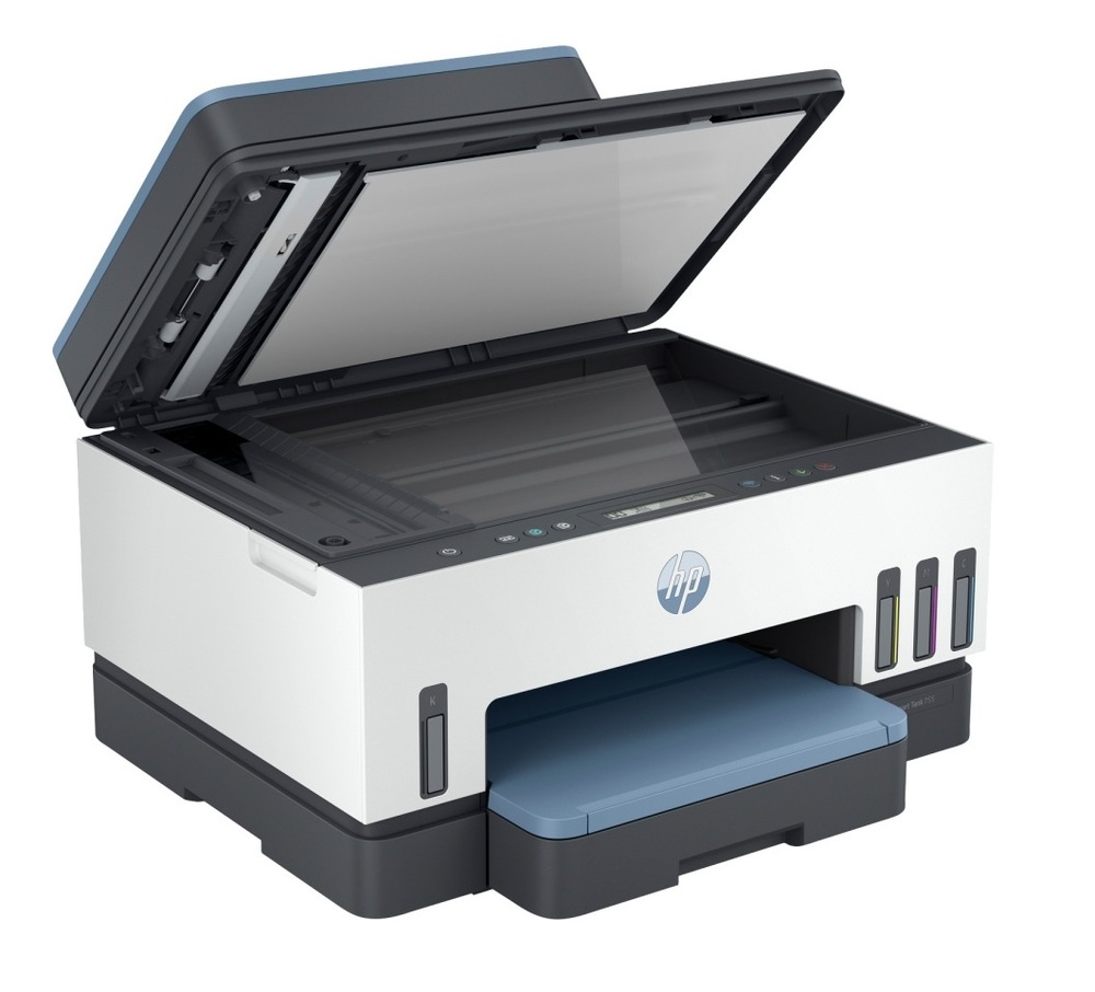 Tlačiareň multifunkčná HP Smart Tank 755 čierna/biela/modrá Súčasťou balenia tlačiarne od HP je originálny atrament, s ktorými vytlačíte až 18 000 strán čiernobielo a až 8 000 strán farebne