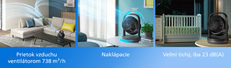 Ventilátor stolový Philips Series 3000 CX3050/01 čierny Ventilátor stolní Philips CX3050/01 Series 3000