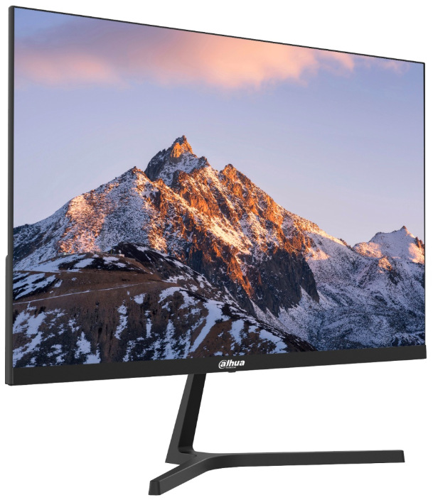 Monitor Dahua LM27-B221S čierny Monitor Dahua LM27-B221S z bočného pohľadu s tenkým rámčekom a IPS Full HD displejom