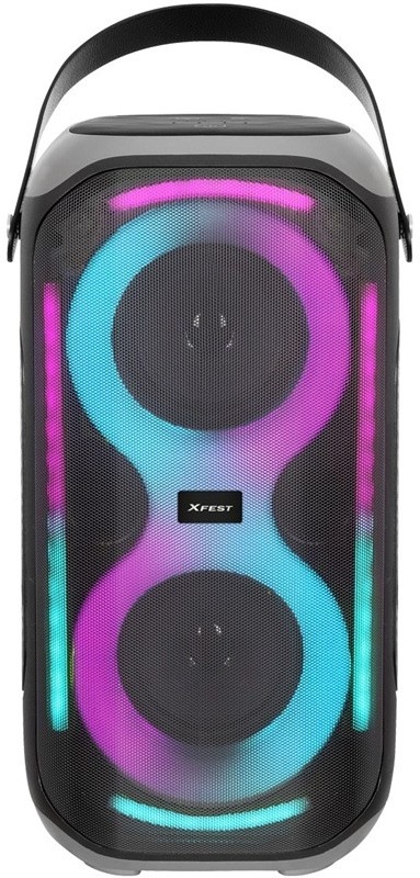 Party reproduktor Trevi XFest XF 225 W s RGB podsvietením, pohľad spredu.