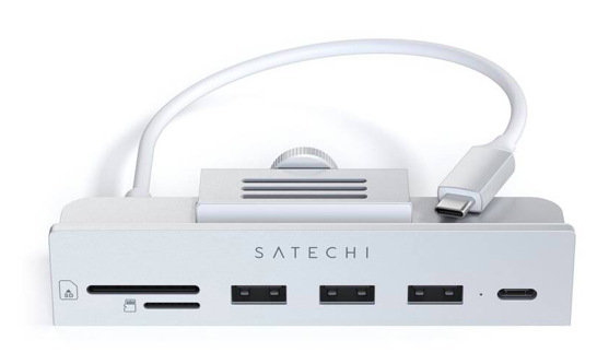 USB Hub Satechi USB-C Clamp Hub iMac 24inch (2021) (1x USB-C, 3x USB-A 3.0, Micro/SD) strieborný