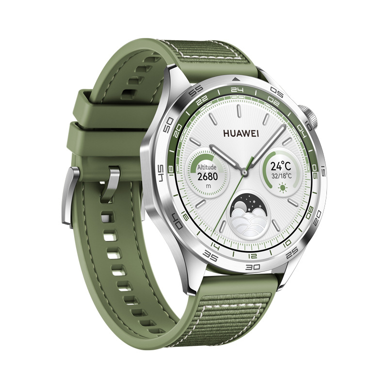 Inteligentné hodinky Huawei Watch GT 4 46 mm - Silver + Green Strap