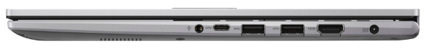 Notebook Asus Vivobook 15 strieborný Pravá strana notebooku ASUS Vivobook 15 X1504VA-BQ3872W so zobrazenými USB portami, HDMI výstupom a audio konektorom