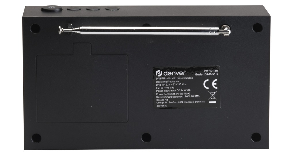 Rádioprijímač s DAB+ Denver DAB-51B čierny Rádioprijímač DAB+ Denver DAB-51B je vybavené USB-C konektorom pre pohodlné nabíjanie