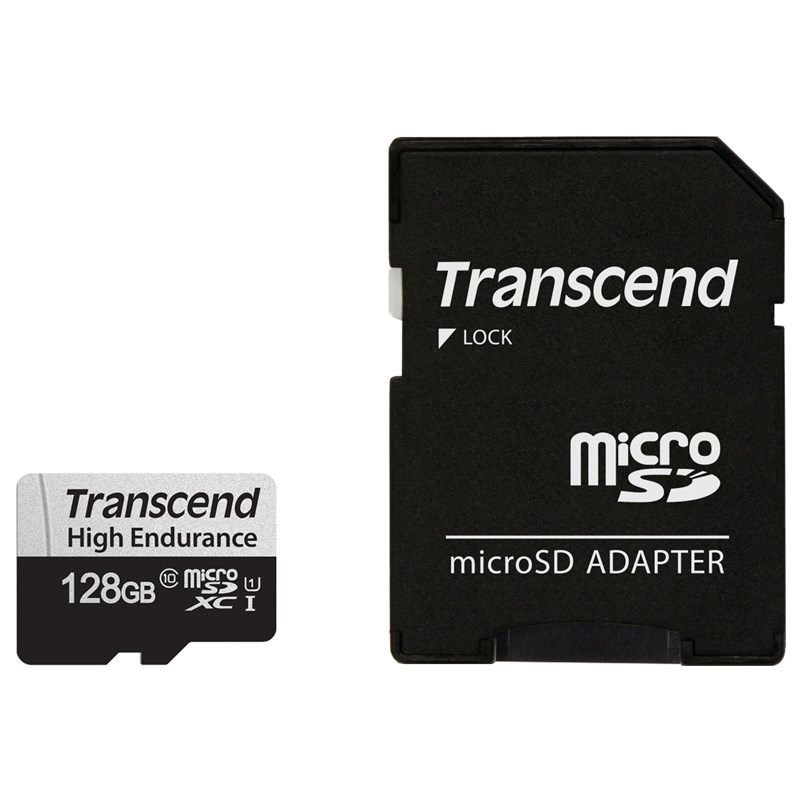 Pamäťová karta Transcend MicroSDXC High Endurance 128GB UHS-I U1 (95R/45W) + adaptér