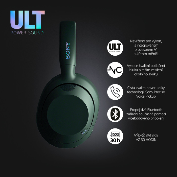 Slúchadlá Sony ULT WEAR - Prodloužená záruka zdarma po registraci sivá/zelená Slúchadlá Sony ULT WEAR - šedá/zelená