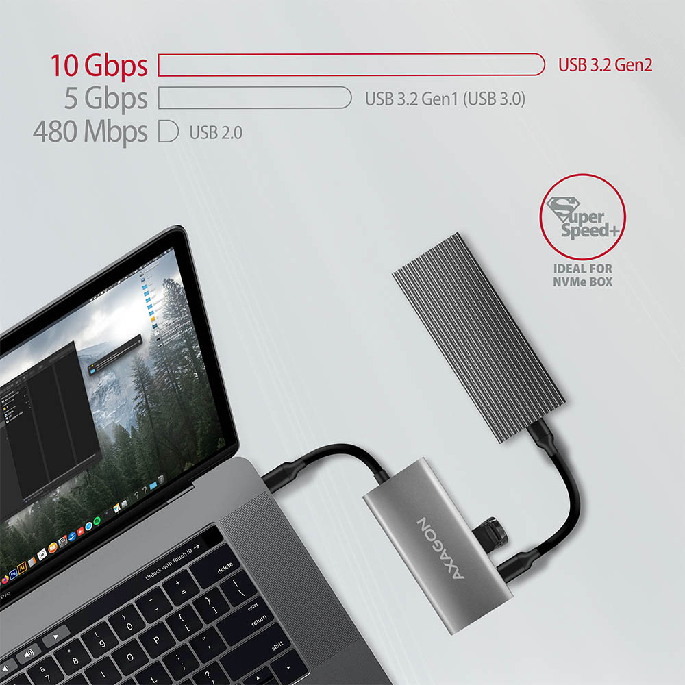 USB Hub Axagon USB 3.2 Gen 2 10 Gb/s húb, 2x USB-A, 2x USB-C, kábel USB-C 13cm sivý USB Hub Axagon USB 3.2 Gen 2 10 Gb/s húb, 2x USB-A, 2x USB-C, kábel USB-C 13cm sivý