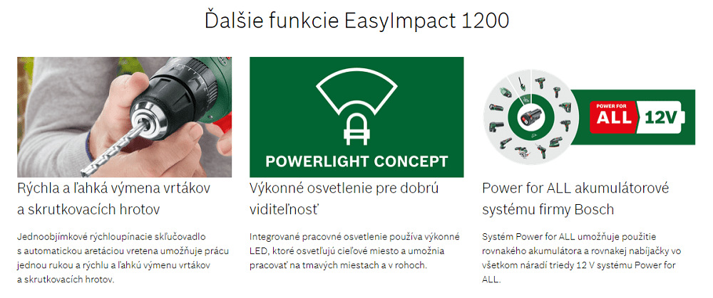Aku vŕtačka Bosch EasyImpact 1200 (s batériou)