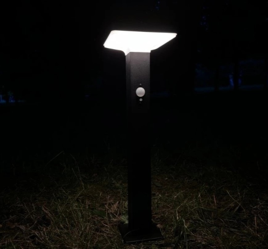 Vonkajšie svietidlo Tesla Lightning TS501, 50cm, 400 lúmenov, 3000K, PIR, solárne - čierne