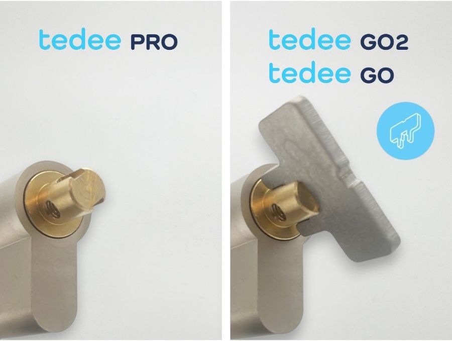 Cylindrická vložka Tedee GERDA EXXO SMART 31-62 mm/31-62 mm čierna Detail vnútornej osi cylindrickej vložky EXXO SMART pre montáž šikovného zámku tedee PRO