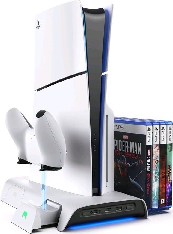Dokovacia stanica KIWI design D3 Cooling Station pre herné konzoly PS5 Slim, čierna/biela farba