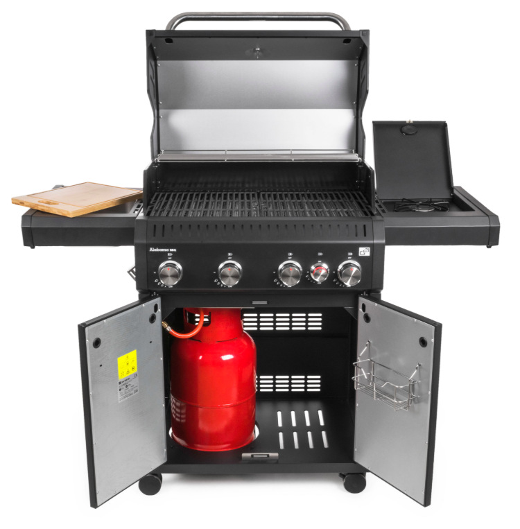 Otvorený gril G21 Alabama Black BBQ Premium Line s úložným priestorom pre plynovú fľašu