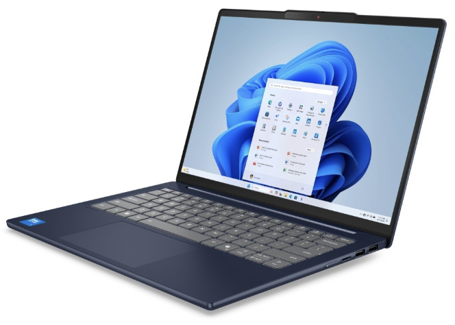 Otvorený notebook Lenovo IdeaPad Slim 5 14AKP10 s ponukou systému Windows 11″ width=