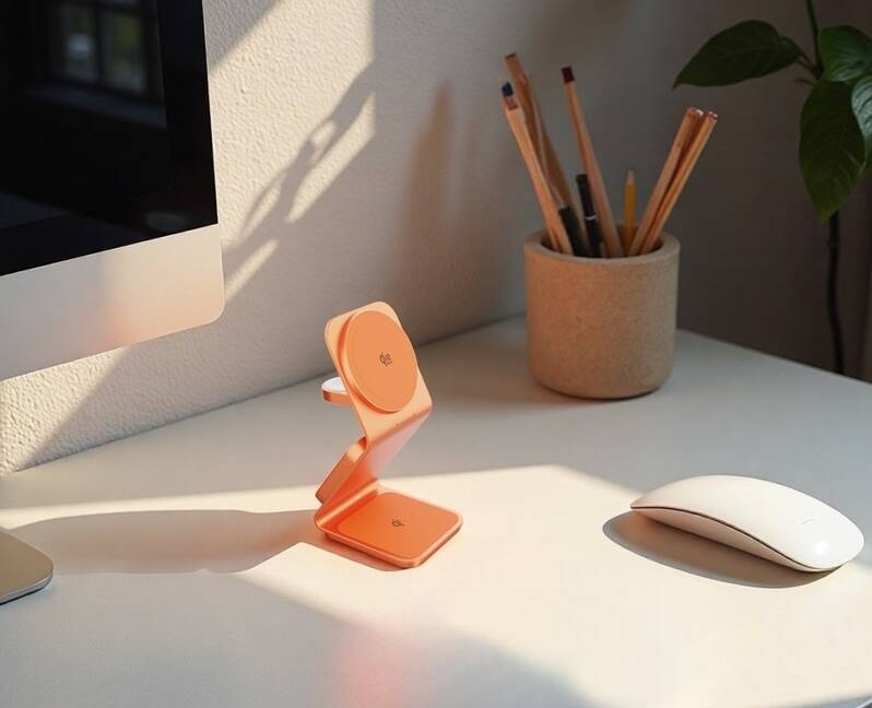 Bezdrôtová nabíjačka Cubenest SQ314 Qi2.2 3v1 s MagSafe oranžová Bezdrôtová nabíjačka Cubenest SQ314 Qi2.2 3v1 s MagSafe oranžová