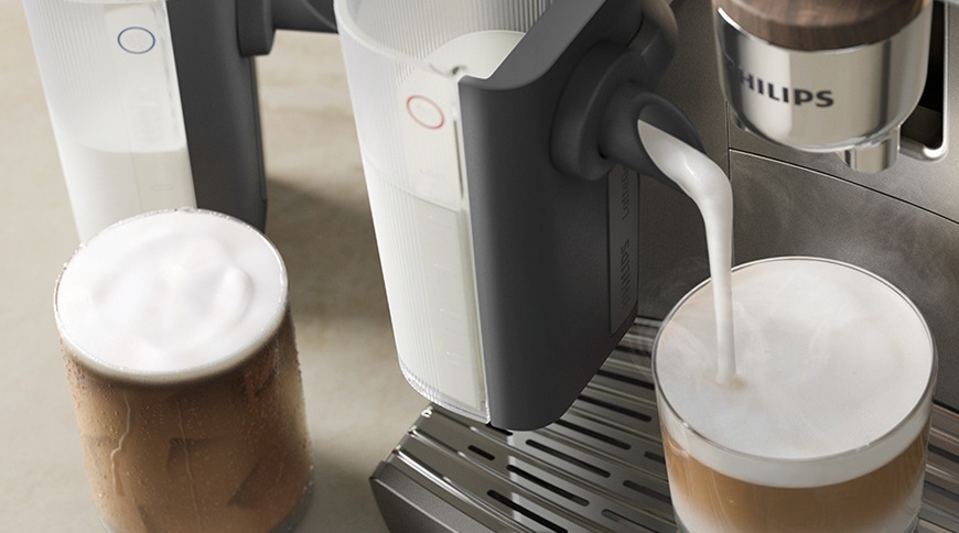 Automatický kávovar Philips 8000 Series LatteGo Pro EP8757/12 čierny Automatický kávovar Philips 8000 Series LatteGo EP8757/92 pripravuje krémovú mliečnu penu vďaka systému LatteGo a umožňuje jednoduchú prípravu cappuccina aj ľadovej kávy.