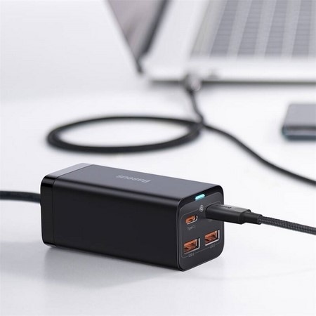 Nabíjačka do siete Baseus GaN3, 2x USB-A, 2x USB-C 100W čierna Nabíjačka do siete Baseus GaN3, 2x USB-A, 2x USB-C 100W čierna