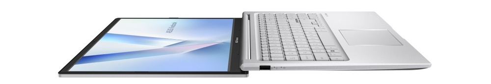 Notebook Asus Vivobook 15 strieborný Položený notebook Asus Vivobook 15 otvorený na 180 °