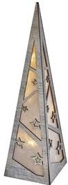 LED dekorácie EMOS pyramída drevená, 36 cm, 2x AA, vnútorná, teplá biela, časovač