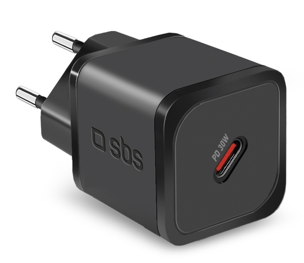 Nabíjačka do siete SBS Mini USB-C, GaN, 30 W, PD čierna