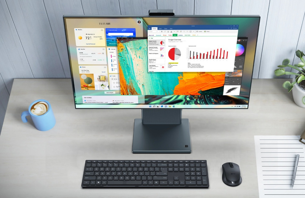 Počítač All In One Acer Aspire S27-1755 27", 2560 x 1440 QHD , bezdotykový, i7-1260P, SSD 1024 GB, Iris Xe, Microsoft Windows 11 Pro - šedý