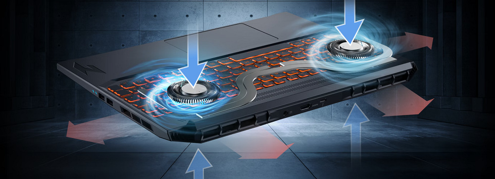 Notebook Acer Nitro V 16 (ANV16-72-72GC) čierny Duálne chladenie notebooku Acer Nitro V 16 (ANV16-72-72GC)