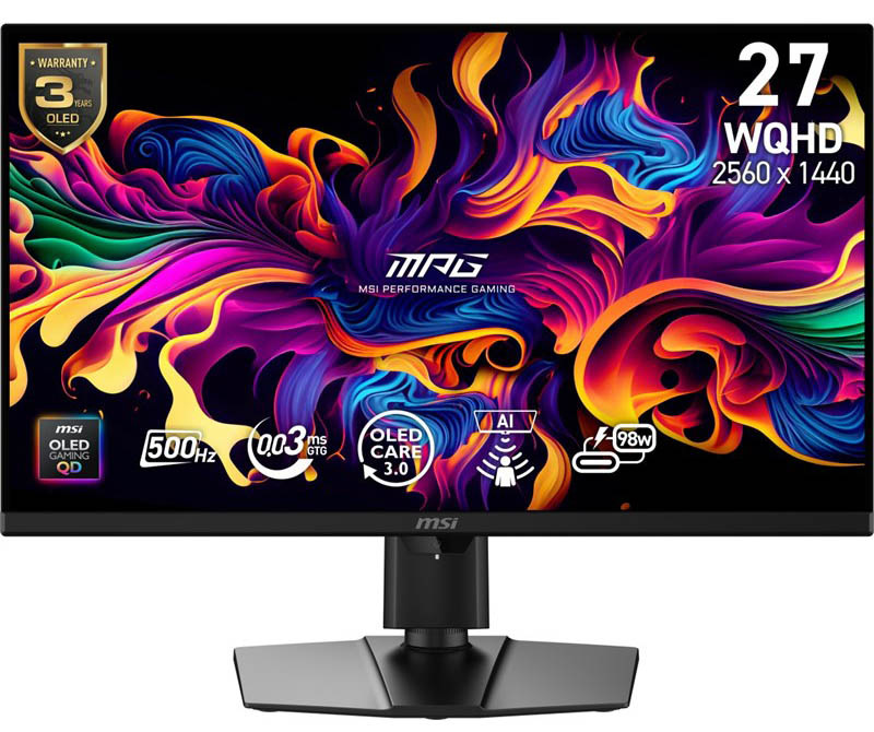 Herný monitor MSI MSI MPG 271QR QD-OLED v čiernej farbe.