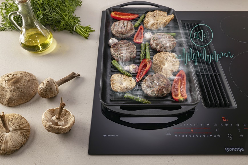 Indukčné varné dosky s odsávaním Gorenje G600 GEH8432BSCWF čierna Indukčná varná doska Gorenje GEH8432BSCWF so zabudovaným odsávaním pár, čierna, 2 v 1, vysoký výkon a nízka hlučnosť