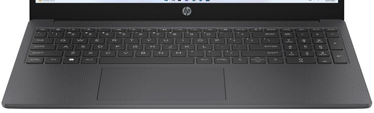 Detail klávesnice a touchpadu na HP 15-fd0682nc