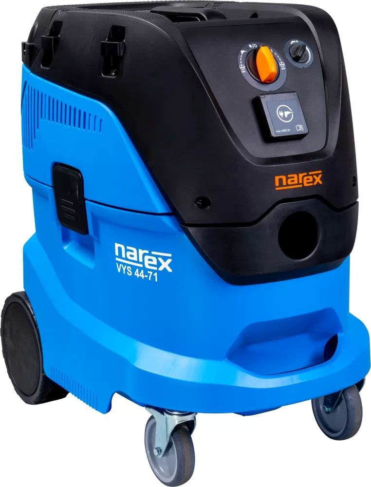 Priemyselný vysávač Narex VYS 44-71 L 65406762 Detailný záber na priemyselný vysávač Narex VYS 44-71 L v modrej farbe