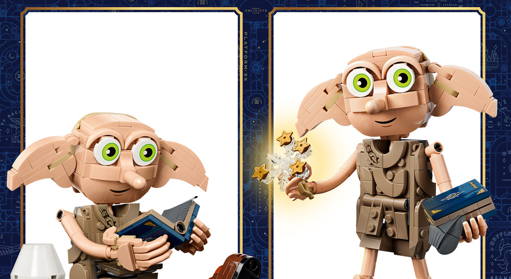 Stavebnica LEGO® Harry Potter™ 76469 Svobodný skřítek Dobby™ Pohyblivá hlava, ramená, paže, zápästie, prsty a nohy umožňujú Dobbymu zaujímať najrôznejšie pózy.