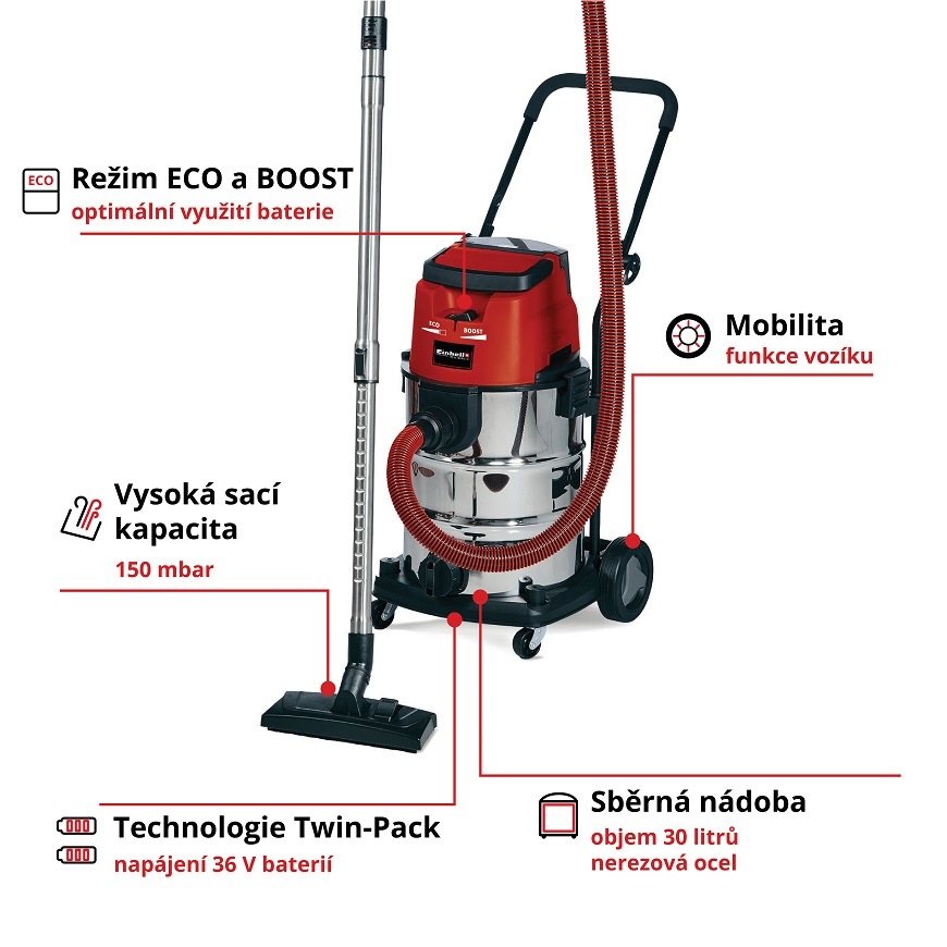Viacúčelový vysávač Einhell TE-VC 36/30 Li S (bez batérie) 2347140 Viacúčelový vysávač Einhell TE-VC 36/30 Li S (bez batérie) 2347140