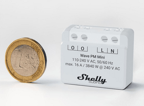 Modul Shelly Qubino Wave PM Mini, modul na meranie spotreby do 16A, Z-Wave biely