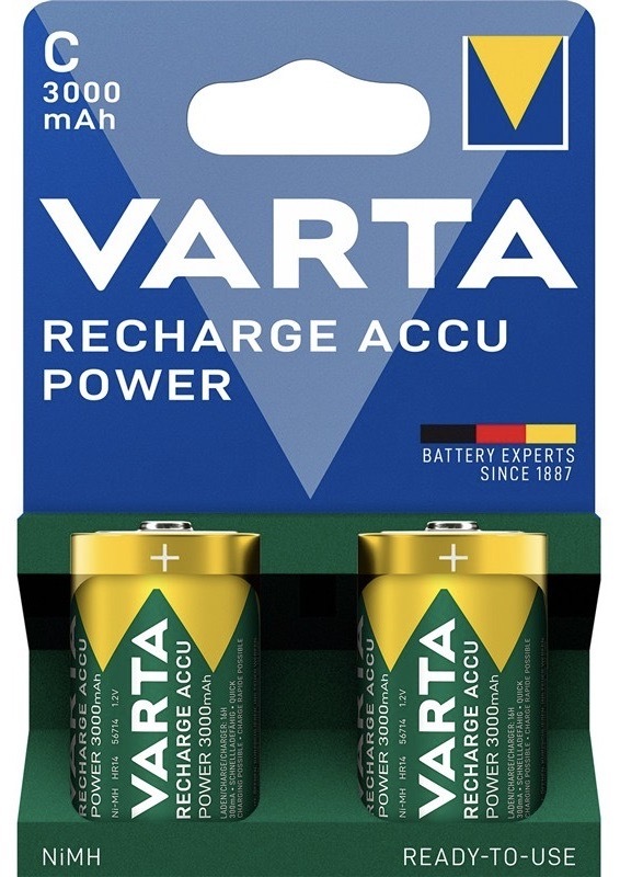 Batéria nabíjacia Varta Recharge Accu Power 2 C (HR14), 3 000 mAh (2 ks)