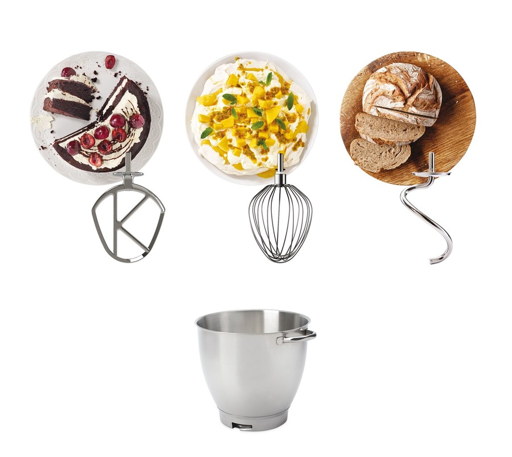 Kuchynský robot KENWOOD Chef XL Pro KVL87.003BK čierny Tri rôzne nadstavce k robotu Kenwood KVL87.003BK Chef XL Pro