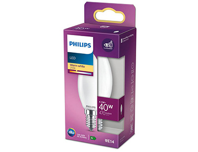 LED žiarovka Philips sviečka, 4,3W, E14, teplá biela LED Philips svíčka