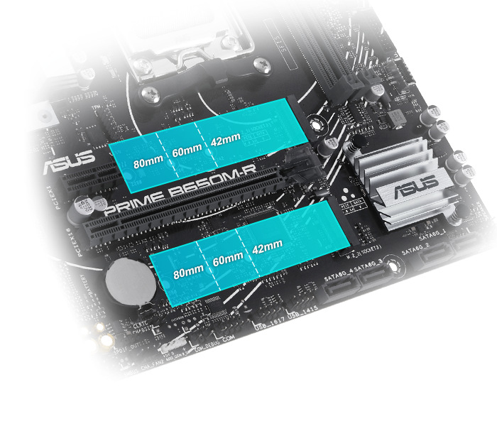 Základná doska Asus PRIME B650M-R Asus PRIME B650M-R AMD AM5 podporuje aj rýchle úložiská