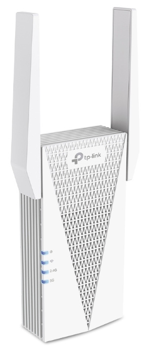 Bočný pohľad na Wi-Fi extender TP-Link RE715X s LAN portom a ovládacími prvkami