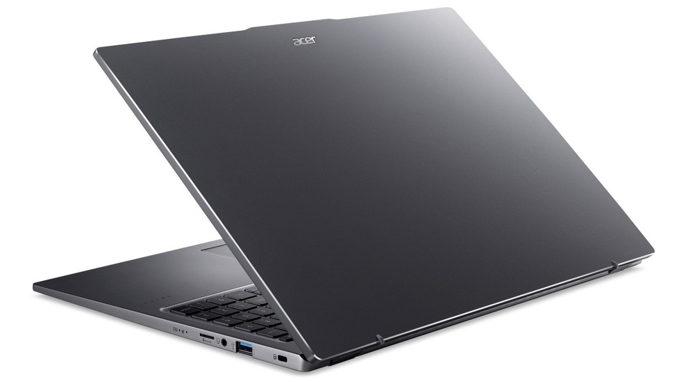 Notebook Acer Swift Go 16 (SFG16-71-73WC) čierny Pootvorený notebook Acer Swift Go 16 (SFG16-72-598D) zozadu