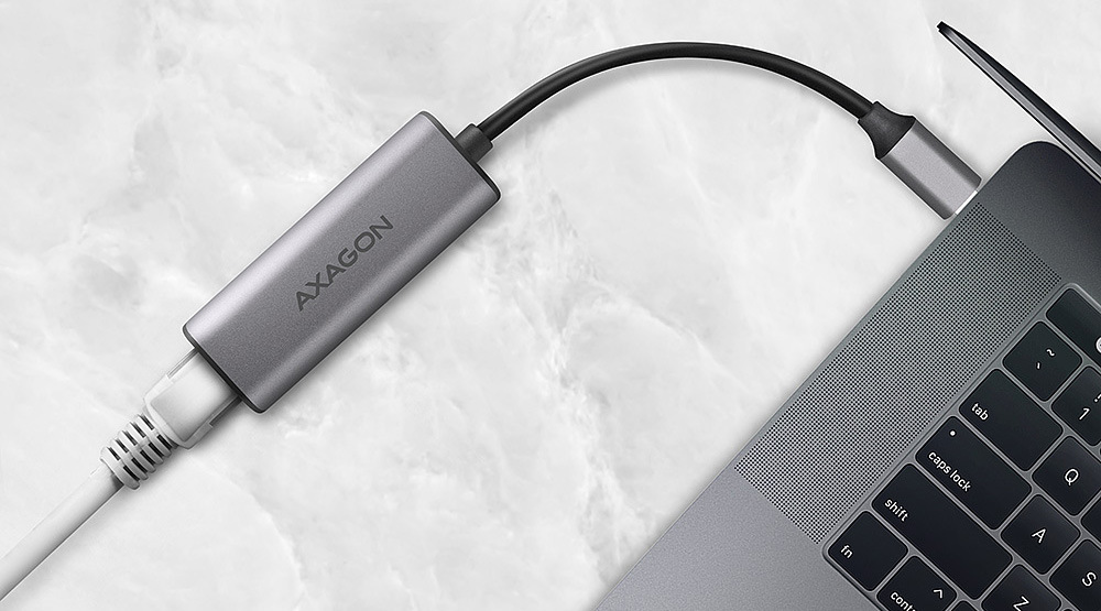 Sieťová karta Axagon USB-C 3.2 Gen 1 - 2.5 Gigabit Ethernet sivá