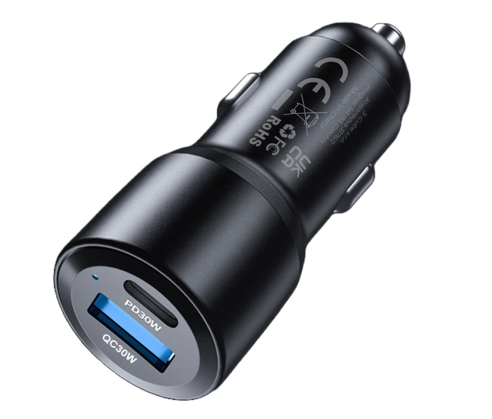 Adaptér do auta Mobile Origin 1x USB-A/1x USB-C 60W čierny