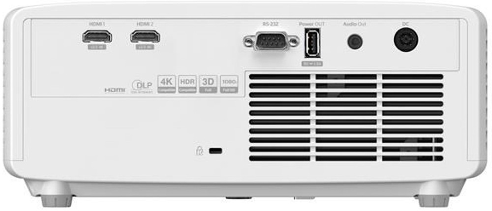 Zadný panel projektora Optoma GT2000HDR s konektormi HDMI, USB, RS-232 a audio výstupom
