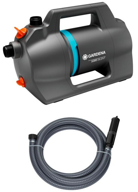 Záhradné čerpadlo Gardena 4300 Silent 09082-20 v šedočiernom prevedení s hadicou