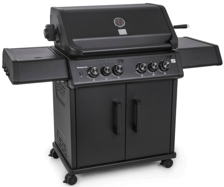 G21 GAH-BBQ4MGN Michigan BBQ Premium Line plynový záhradný gril so 6 horákmi v celočiernom prevedení