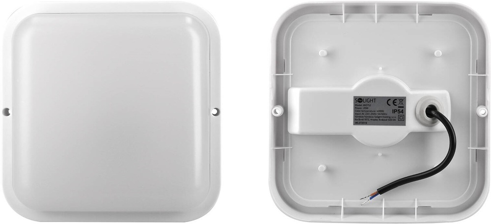 LED stropné svietidlo Solight štvorcové, 20W, 1500lm, 4000K, IP54, 19cm biele Svítidlo Solight