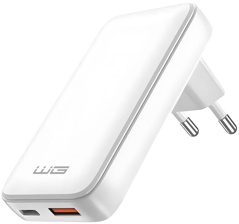 Nabíjačka do siete WG GaN 30W 1xUSB-C/1xUSB-A - biela